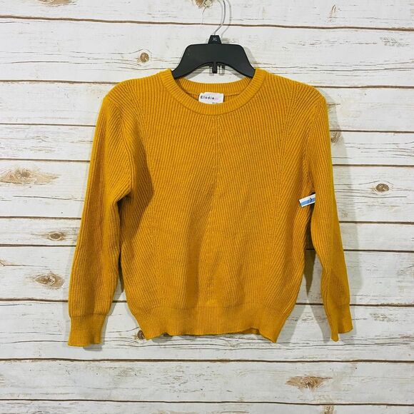 Elodie Sweaters - Elodie Women's pullover‎ Sweater Size S Yellow Ribbed Long Sleeve